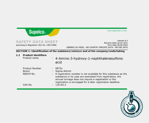 اطلاعات ایمنی 1-آمینو-2-هیدروکسی-4-نفتالن سولفونیک مرک/سیگما