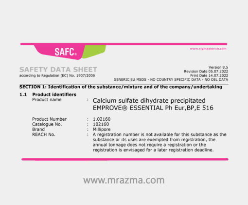 SAFETY DATA SHEET Calcium sulfate dihydrate