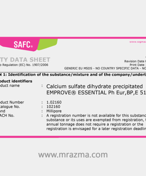 SAFETY DATA SHEET Calcium sulfate dihydrate